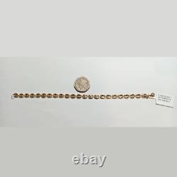 Solid 9ct Gold Hand Crafted Italian Puffed Mariner Link Bracelet 7.5 Inches