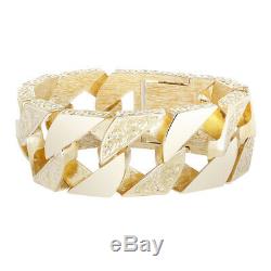 Solid 9ct Gold Heavy-weight Ornate Curb Bracelet -9.25 RRP £7250 (B40 9.35 A)