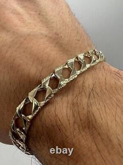 Solid 9ct Gold Men's Bracelet 9mm Curb Link With Grain Edges & FULL UK Hallmark