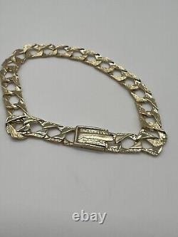 Solid 9ct Gold Men's Bracelet 9mm Curb Link With Grain Edges & FULL UK Hallmark