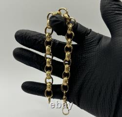 Solid 9ct Gold On Silver 9 Inch Heavy Men's Belcher Bracelet
