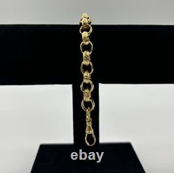 Solid 9ct Gold On Silver 9 Inch Heavy Men's Belcher Bracelet