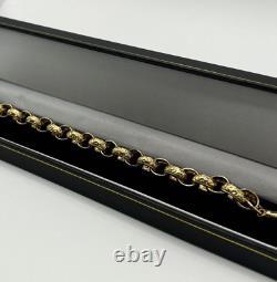 Solid 9ct Gold On Silver 9 Inch Heavy Men's Belcher Bracelet