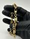 Solid 9ct Gold On Silver 9 Inch Stars An Bars, Men's Belcher Bracelet Uk Made