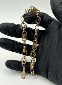 Solid 9ct Gold On Silver 9 Inch Stars An Bars, Men's Belcher Bracelet Uk Made