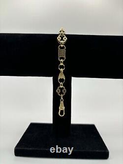 Solid 9ct Gold On Silver 9 Inch Stars An Bars, Men's Belcher Bracelet Uk Made