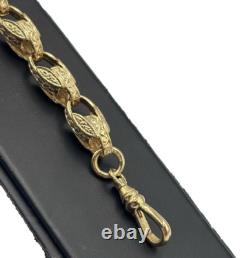 Solid 9ct Gold On Silver 9 Inch Tulip Link Belcher Bracelet 8.3mm