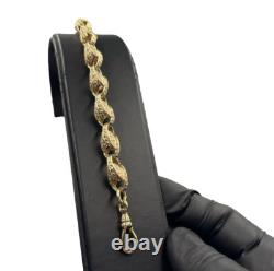 Solid 9ct Gold On Silver 9 Inch Tulip Link Belcher Bracelet 8.3mm