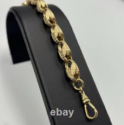 Solid 9ct Gold On Silver 9 Inch Tulip Link Belcher Bracelet 8.3mm