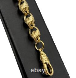 Solid 9ct Gold On Silver 9 Inch Tulip Link Belcher Bracelet 9.6mm