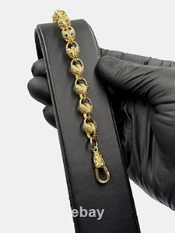 Solid 9ct Gold On Silver 9 Inch Tulip Link Belcher Bracelet 9.6mm