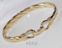 Solid 9ct Gold On Silver Heavy Hook Men's Bangle