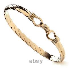 Solid 9ct Gold On Silver Ladies Heavy Hook Bangle
