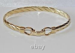 Solid 9ct Gold On Silver Ladies Heavy Hook Bangle