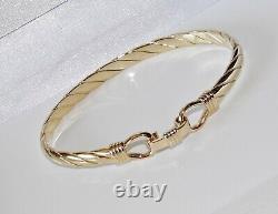 Solid 9ct Gold On Silver Ladies Heavy Hook Bangle