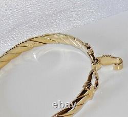 Solid 9ct Gold On Silver Ladies Heavy Hook Bangle