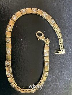 Solid 9ct Gold Tennis Bracelet 20cm