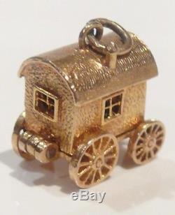 Solid 9ct Gold Vintage Gypsy Caravan/wagon Fortune Teller English Bracelet Charm