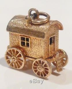 Solid 9ct Gold Vintage Gypsy Caravan/wagon Fortune Teller English Bracelet Charm