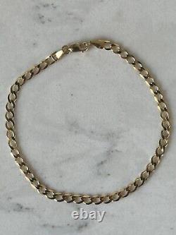 Solid 9ct Yellow Gold 3.5mm Chain Curb Link Mens Bracelet 8 New
