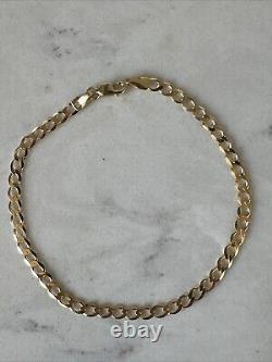 Solid 9ct Yellow Gold 3.5mm Chain Curb Link Mens Bracelet 8 New