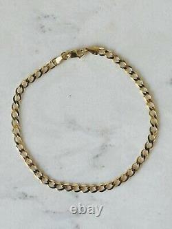 Solid 9ct Yellow Gold 3.5mm Chain Curb Link Mens Bracelet 8 New