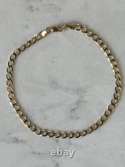 Solid 9ct Yellow Gold 3.5mm Chain Curb Link Mens Bracelet 8 New
