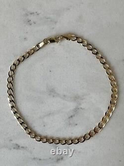 Solid 9ct Yellow Gold 3.5mm Chain Curb Link Mens Bracelet 8 New