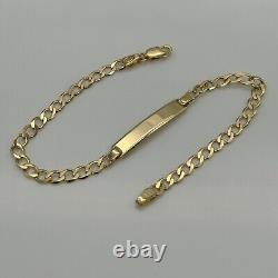 Solid 9ct Yellow Gold 3mm Identity Personalised Curb ID Bracelet 7.5 Inch