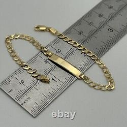 Solid 9ct Yellow Gold 3mm Identity Personalised Curb ID Bracelet 7.5 Inch