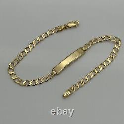 Solid 9ct Yellow Gold 3mm Identity Personalised Curb ID Bracelet 7.5 Inch