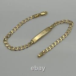 Solid 9ct Yellow Gold 3mm Identity Personalised Curb ID Bracelet 7.5 Inch