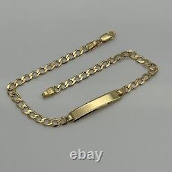 Solid 9ct Yellow Gold 3mm Identity Personalised Curb ID Bracelet 7.5 Inch