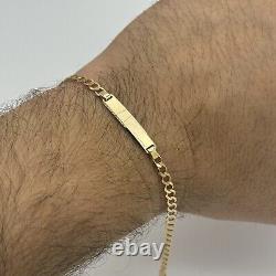 Solid 9ct Yellow Gold 3mm Identity Personalised Curb ID Bracelet 7.5 Inch