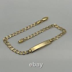 Solid 9ct Yellow Gold 3mm Identity Personalised Curb ID Bracelet 7.5 Inch