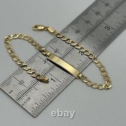 Solid 9ct Yellow Gold 3mm Identity Personalised Curb ID Bracelet 7.5 Inch