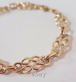 Solid 9ct Yellow Gold Celtic Style Links Ladies Bracelet 7 Womens Gift Boxed
