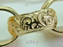 Solid 9ct Yellow Gold Chunky Patterned Belcher Linked Bracelet 10.25 Inches