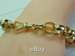 Solid 9ct Yellow Gold Chunky Patterned Belcher Linked Bracelet 10.25 Inches