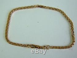 Solid 9ct Yellow Gold Faceted Square Belcher Link Bracelet 8.25 Inches