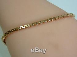 Solid 9ct Yellow Gold Faceted Square Belcher Link Bracelet 8.25 Inches