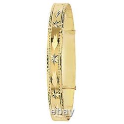 Solid 9ct Yellow Gold Ladies Patterned Expanding Bangle 7.2 grams 7.5MM Thick