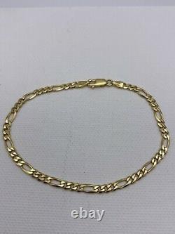 Solid 9ct Yellow Gold Mens 4mm Figaro Link Bracelet 8.5 inch