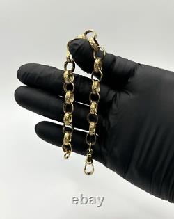 Solid 9ct Yellow Gold On Silver 8.5 Inch Light Oval Belcher Bracelet