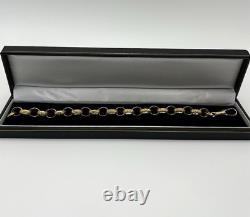 Solid 9ct Yellow Gold On Silver 8.5 Inch Light Oval Belcher Bracelet