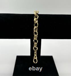 Solid 9ct Yellow Gold On Silver 8.5 Inch Light Oval Belcher Bracelet