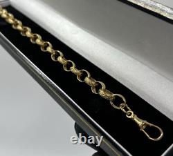 Solid 9ct Yellow Gold On Silver 8.75 Inch Belcher Bracelet