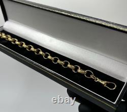 Solid 9ct Yellow Gold On Silver 8.75 Inch Belcher Bracelet