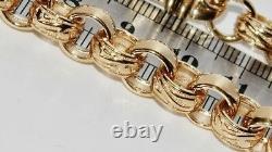 Solid 9ct Yellow Gold On Silver 8.75 Inch Men's Belcher Bracelet