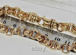 Solid 9ct Yellow Gold On Silver 8.75 Inch Men's Belcher Bracelet